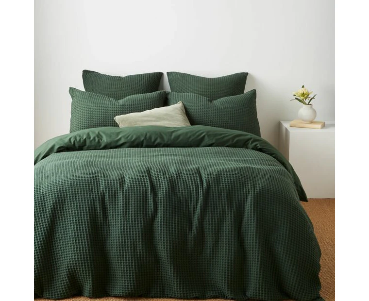 Target Australian Cotton Waffle Quilt Cover Set - Green