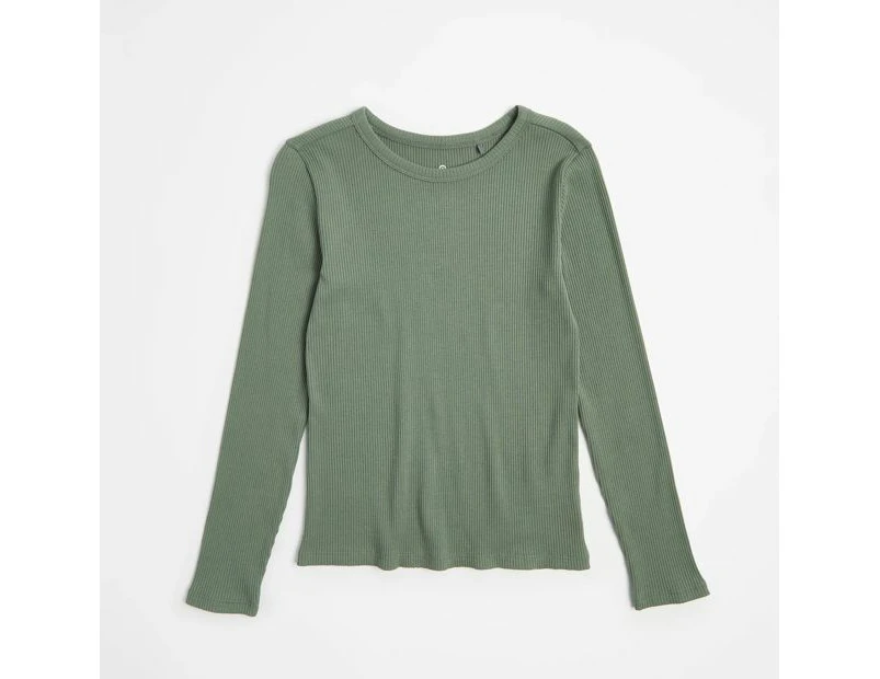 Target Australian Cotton Long Sleeve Rib Top - Green