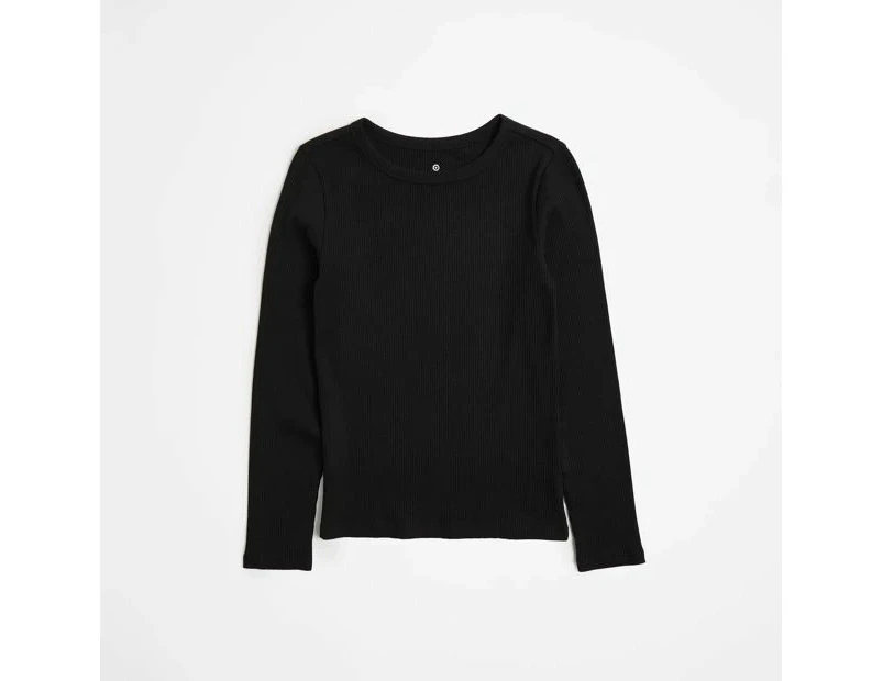 Target Australian Cotton Long Sleeve Rib Top - Black
