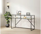 Kodu Willis Console Table Side Table Glass Hallway Entry Table with shelf black