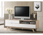 Kodu Brandon Entertainment TV Unit Lowline TV Stand 180cm 3 drawers white and woodgrain