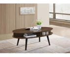 Kodu Alma Oval Coffee Table Open Shelving walnut woodgrain