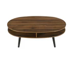 Kodu Alma Oval Coffee Table Open Shelving walnut woodgrain