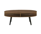 Kodu Alma Oval Coffee Table Open Shelving walnut woodgrain