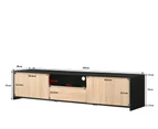 Kodu Lesley Entertainment Unit TV Cabinet Lowline TV Stand 180cm 2 doors 1 drawer black and woodgrain