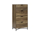 Kodu Austin Chest 4 drawers Tallboy Storage Dresser Industrial woodgrain and black