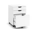 Kodu Belle Filing Cabinet Storage 3 Drawers Home Office Mobile Pedestal White