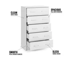 Kodu Griffin Chest 5 Drawers Tallboy Storage Dresser Storage Cabinet white