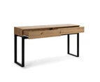 Kodu Caleb Console Table Industrial Hallway Entryway Table 2 Drawers woodgrain and black