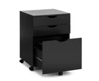 Kodu Belle Filing Cabinet Storage 3 Drawers Home Office Mobile Pedestal Black