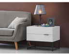 Kodu Cody Bedside Table 2 Drawer Industrial Side Table Nightstand white