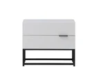 Kodu Cody Bedside Table 2 Drawer Industrial Side Table Nightstand white