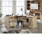 Sauder Aspen Post Desk Corner Desk L-Shaped Office Computer Table Storage Drawers Filing Oak woodgrain