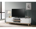 Kodu Riley Entertainment TV Unit Lowline TV Stand 180cm 2 doors white and woodgrain