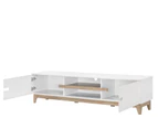 Kodu Riley Entertainment TV Unit Lowline TV Stand 180cm 2 doors white and woodgrain