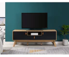 Kodu Alexis Entertainment Unit TV Cabinet TV Stand 150cm 2 doors 1 drawer woodgrain and black