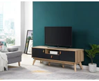 Kodu Alexis Entertainment Unit TV Cabinet TV Stand 150cm 2 doors 1 drawer woodgrain and black