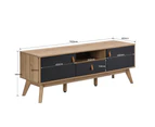 Kodu Alexis Entertainment Unit TV Cabinet TV Stand 150cm 2 doors 1 drawer woodgrain and black