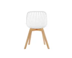 Kodu Lilian White Modern Dining Chairs Wooden Legs (set of 2)