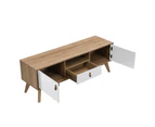 Kodu Alexis Entertainment Unit TV Cabinet TV Stand 150cm 2 doors 1 drawer woodgrain and white