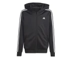 Adidas Kids/Youth Boys' Train Essentials Aeroready 3-Stripes Full-Zip Hoodie - Black/White