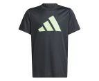 Adidas Kids'/Youth Train Essentials Aeroready Logo Tee / T-Shirt / Tshirt - Carbon/Semi Green Spark