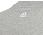 Adidas Youth Essentials Two-Coloured Big Logo Tee / T-Shirt / Tshirt - Medium Grey Heather/White/Semi Green Spark