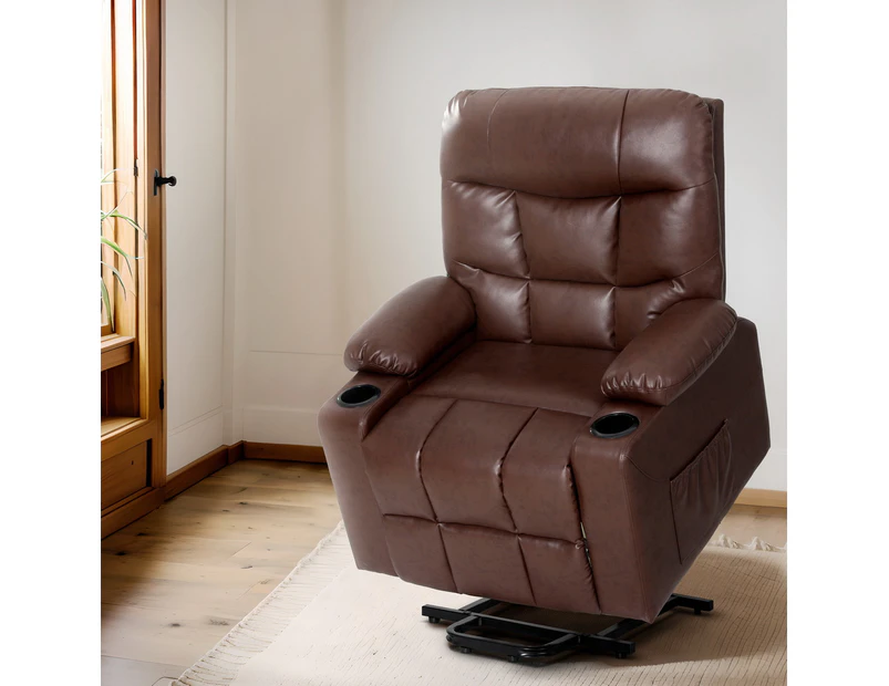 Artiss Recliner Chair Lift Assist Heated Massage Chair Leather Claude