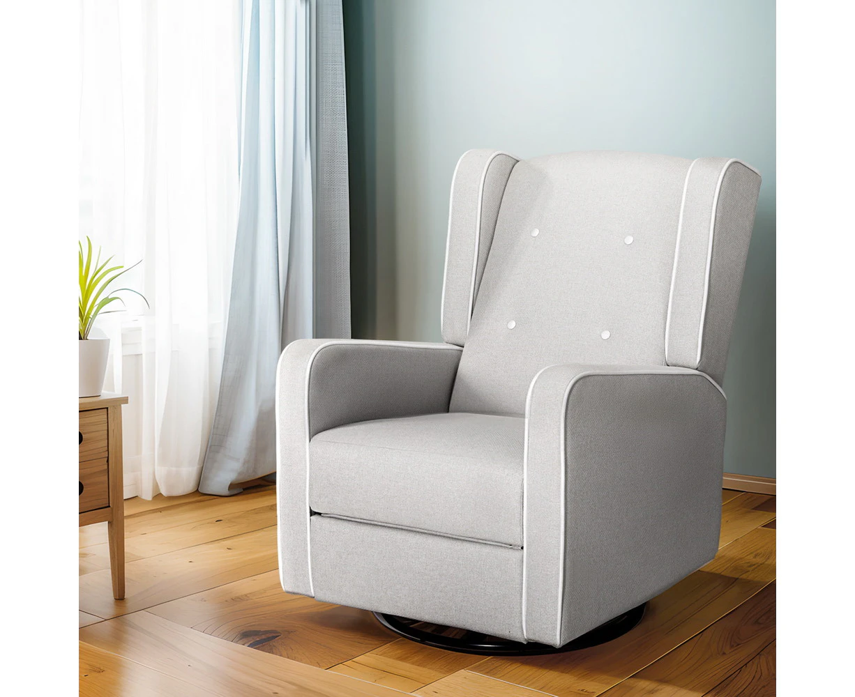 Artiss Recliner Armchair 360° Swivel Grey Fabric