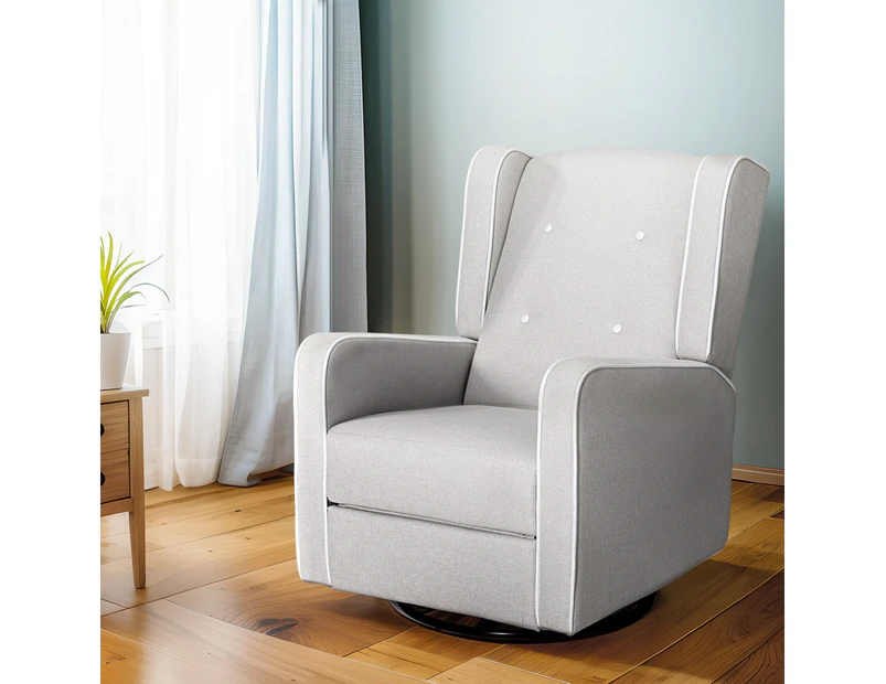 Artiss Recliner Armchair 360° Swivel Grey Fabric