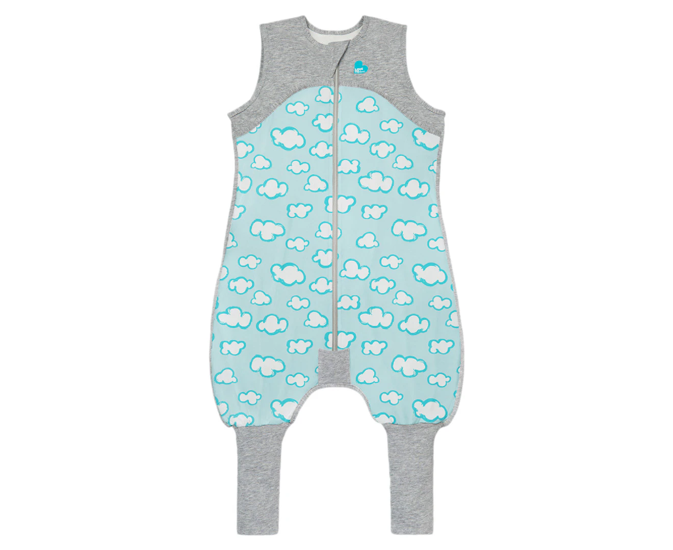 Love To Dream Organic 0.2 Tog Sleep Suit - Turquoise Clouds