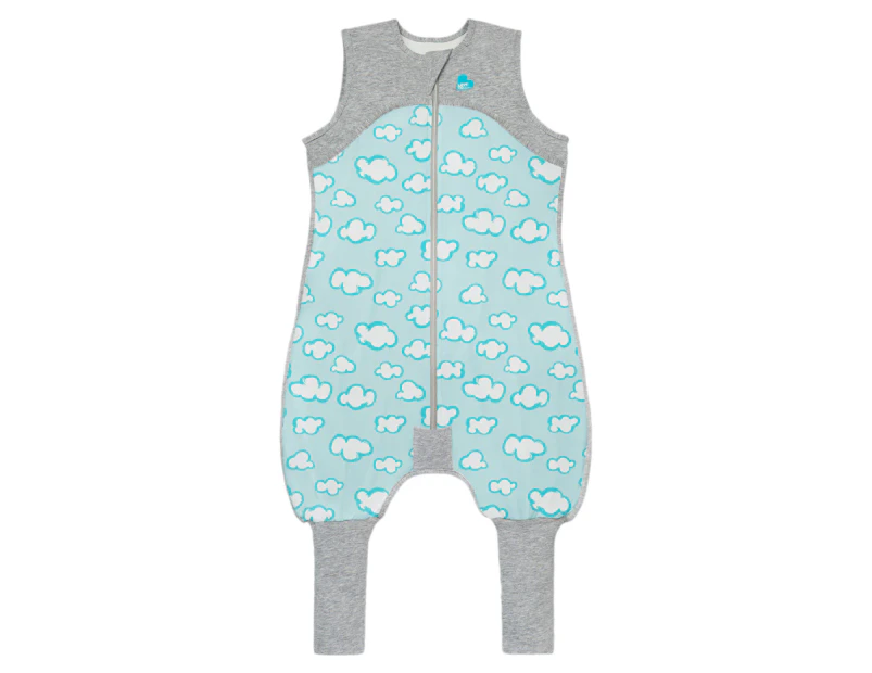 Love To Dream Organic 0.2 Tog Sleep Suit - Turquoise Clouds