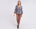 Elm Women's Woodland Floral Blouse - Stormy Blue