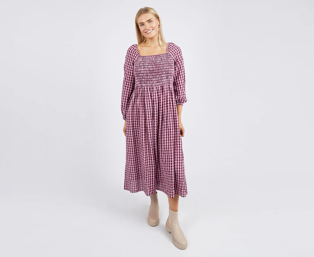 Elm Women's Pippa Check Dress - Wine