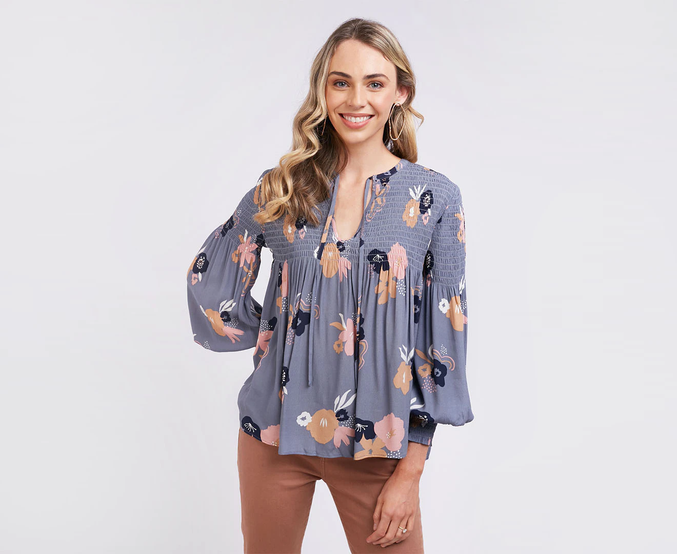 Elm Women's Woodland Floral Blouse - Stormy Blue