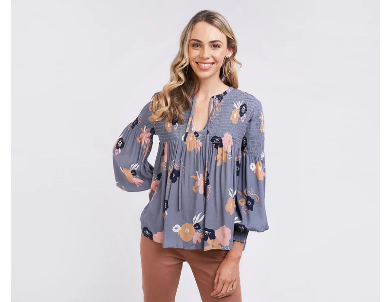 Elm Women's Woodland Floral Blouse - Stormy Blue