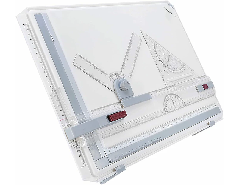 A3 Drawing Board, Drafting Table Multifunctional Drafting Tools Adjustable Clear Rule Parallel Motion and Angle Measuring System Portable