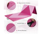 Costway 4-Panel Folding Gym Mat Gymnastics Floor Exercise Yoga Tumbling Mat 3m x 1.2m x 5cm Pink