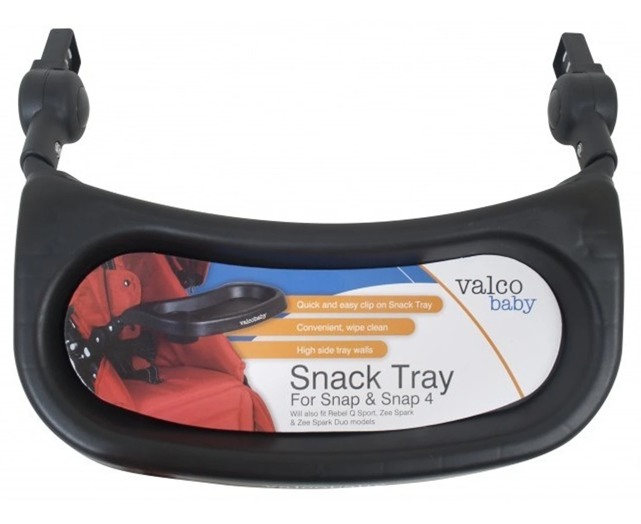 Valco Baby Snack Tray for Snap/Snap4/Snap Ultra/Neo Plus/Spark Stroller Black