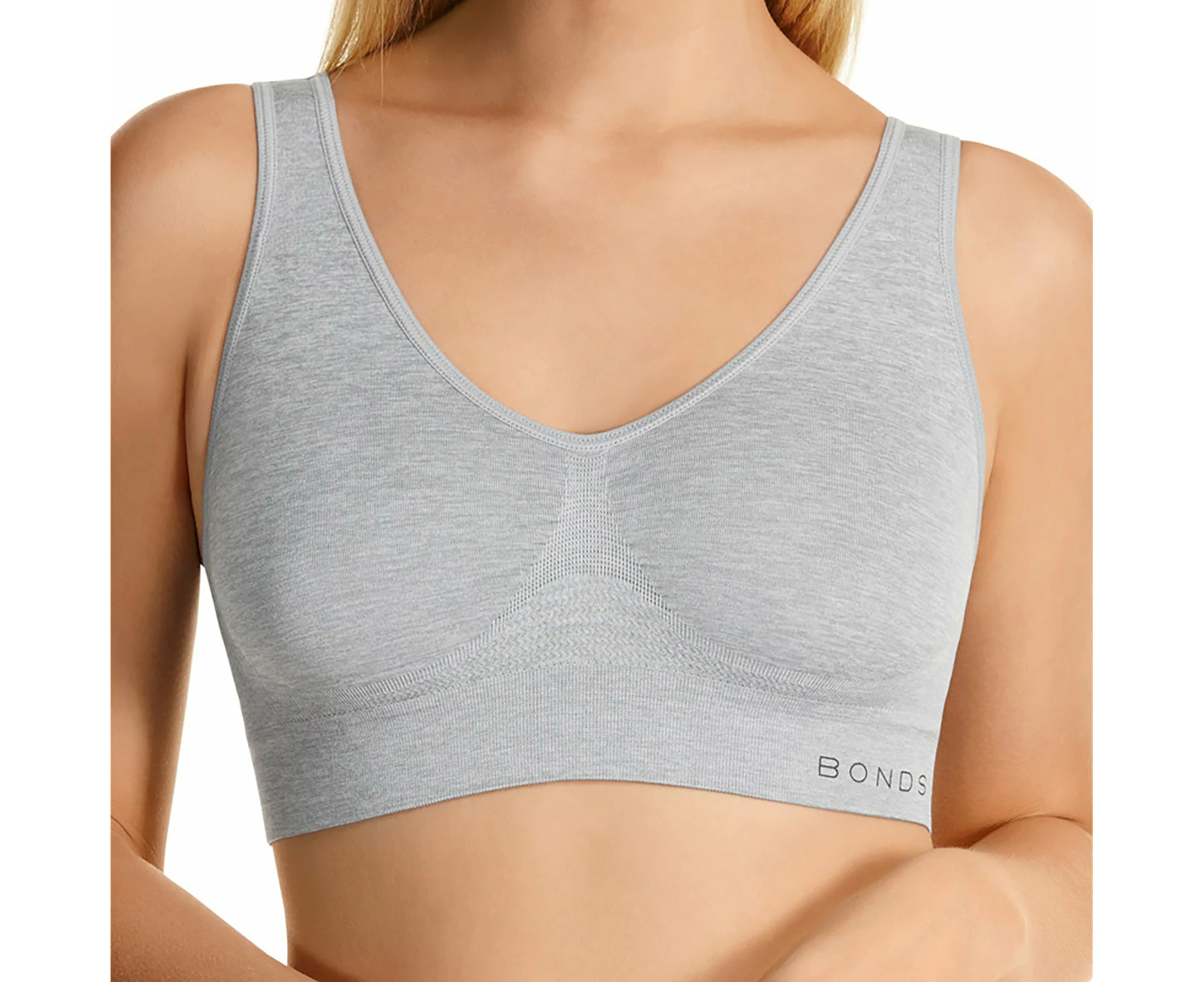 Bonds Womens Seamfree Wireless Wire Free Grey Comfy Sports Bra Crop Top