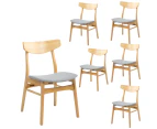 Cusco 6pc Set Dining Chair Fabric Seat Scandinavian Style Solid Rubberwood