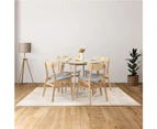 Cusco 6pc Set Dining Chair Fabric Seat Scandinavian Style Solid Rubberwood