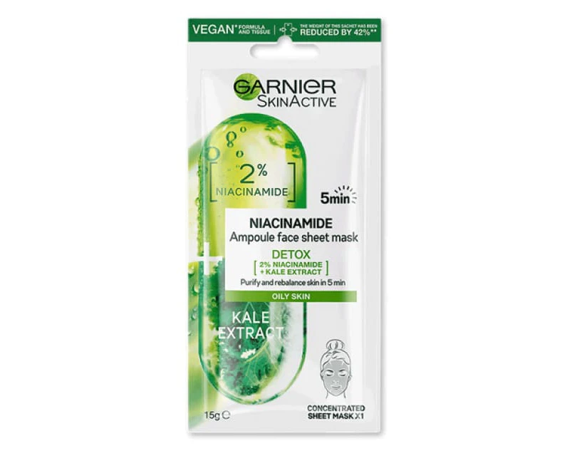 Garnier Skin Active Niacinamide Detox Ampoule Face Sheet Mask - Kale Extract