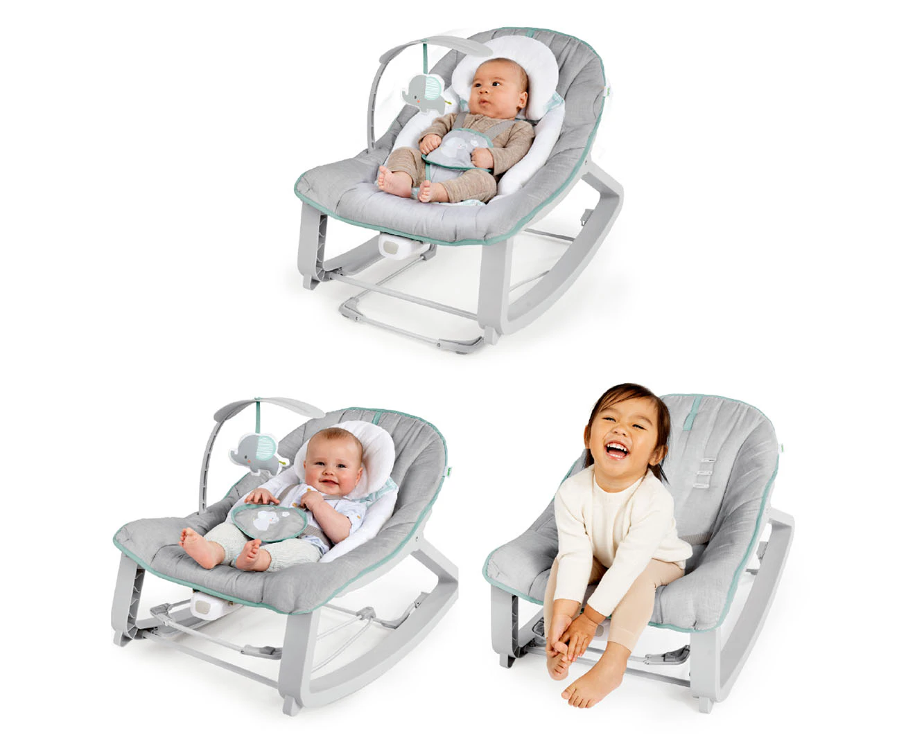 Ingenuity Keep Cozy 3-in-1 65cm Baby Grow w/ Me Bounce/Rocker Seat 0m+ Weaver