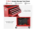 Costway Heightening Combination Tool Cabinet 6-Drawer Rolling Tool Chest Organizer w/Handle&Hooks Garage Warehouse Red