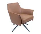Freya Leather Swivel Occasional Chair Lounge Seat - Beige
