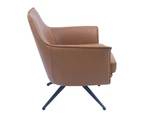 Freya Leather Swivel Occasional Chair Lounge Seat - Beige