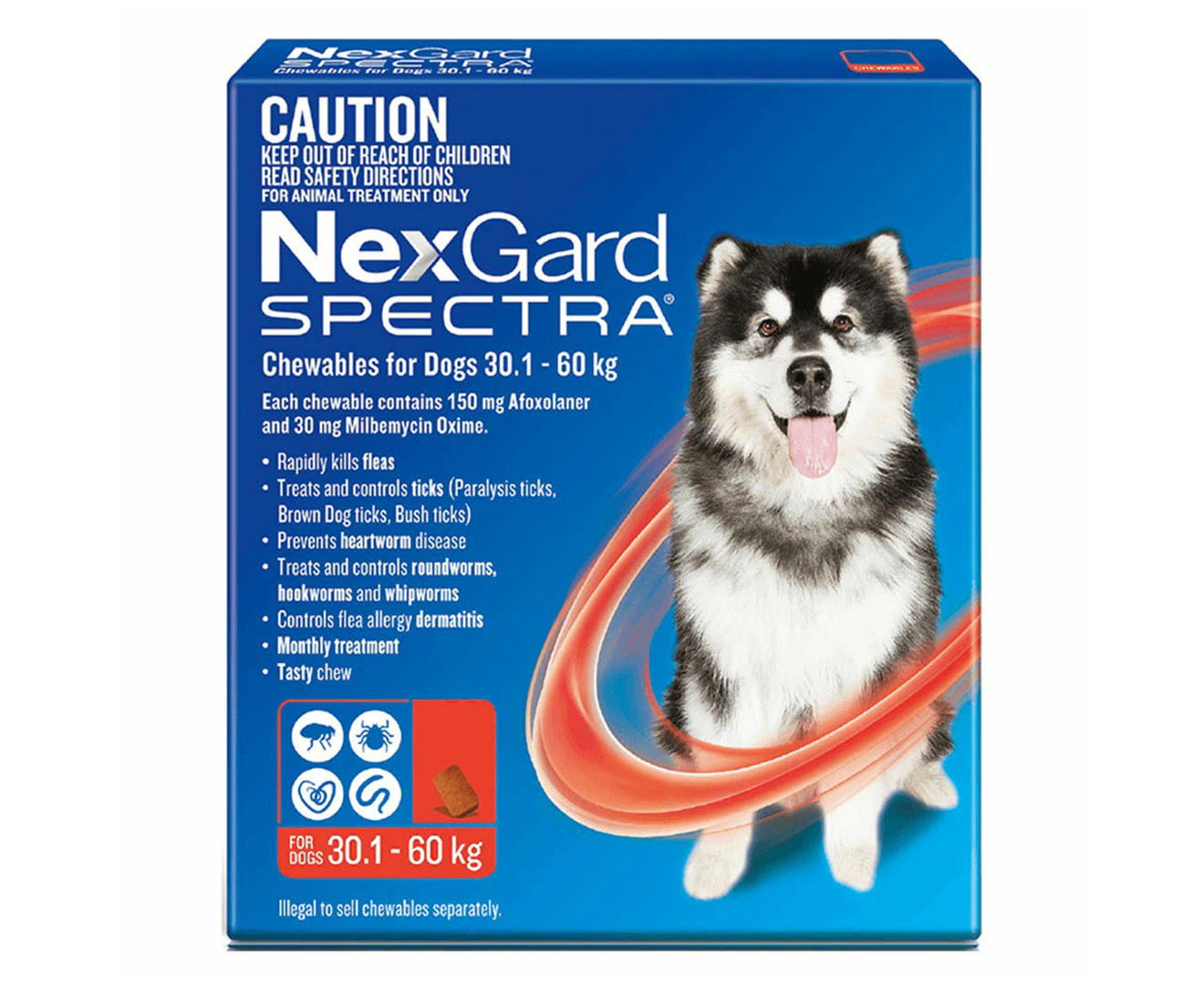 NexGard Spectra Flea, Tick & Worm Chews For Dogs 30.1-60kg 6pk