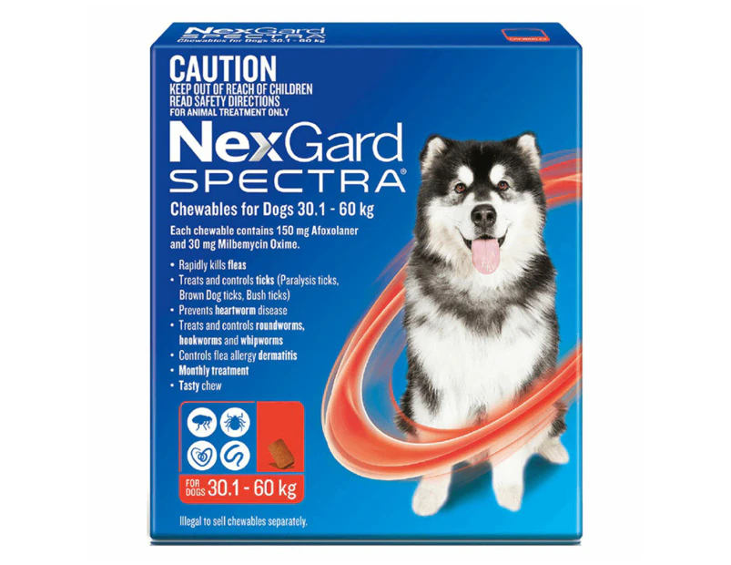 NexGard Spectra Flea, Tick & Worm Chews For Dogs 30.1-60kg 6pk