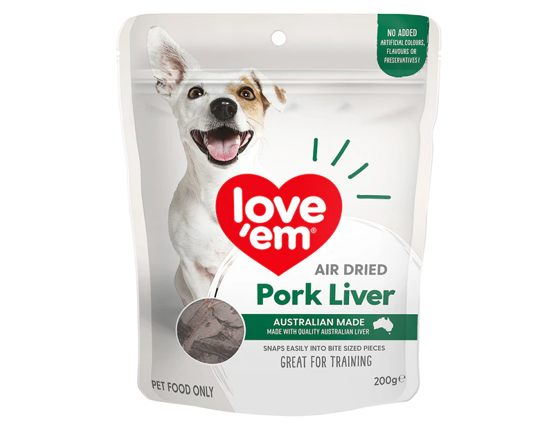 Love 'Em Air Dried Dog Training Treats Pork Liver 200g